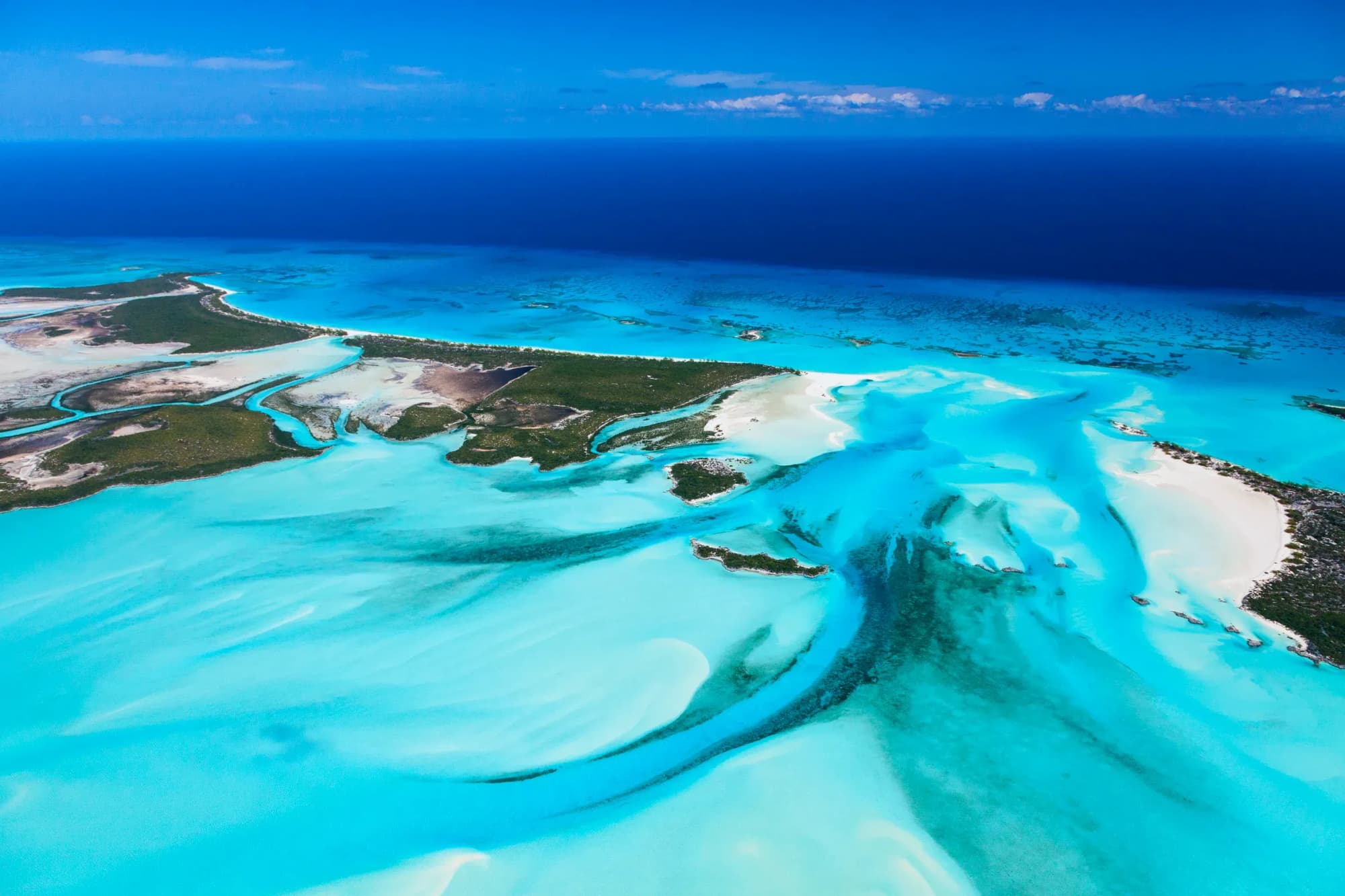 Exuma Cays Luftaufnahme, Bahamas