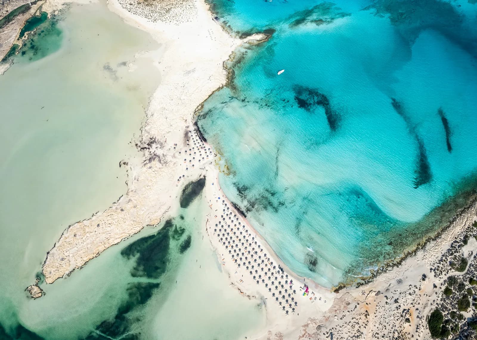 Die Lagune von Balos an der Nordwestspitze Kretas von oben