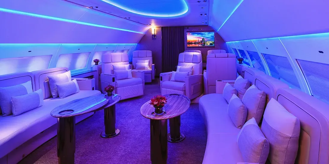 Sitzgruppe im Airbus A319 CJ
